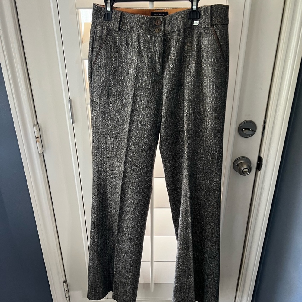 Tweed style wool blend TED BAKER LONDON wide leg trousers / pants.